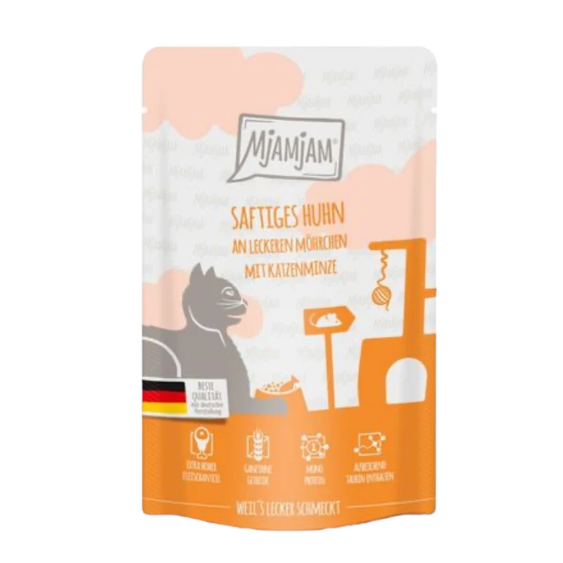 MjAMjAM Pollo Jugoso con Zanahorias para Gatos