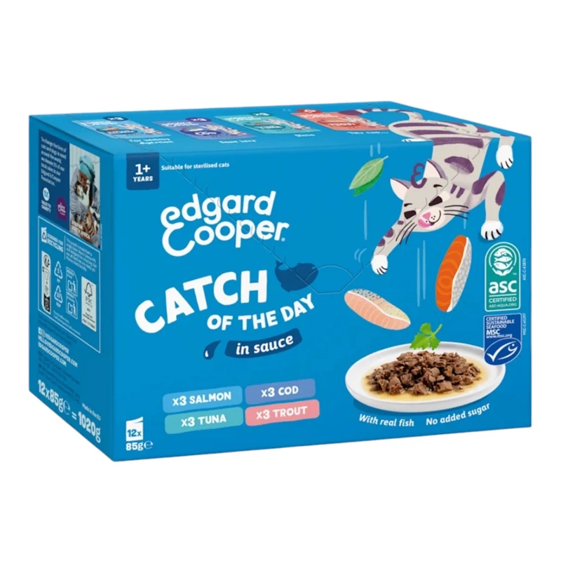Edgard & Cooper Multipack Pesca del día en Salsa para Gatos Adultos— Sin Cereales