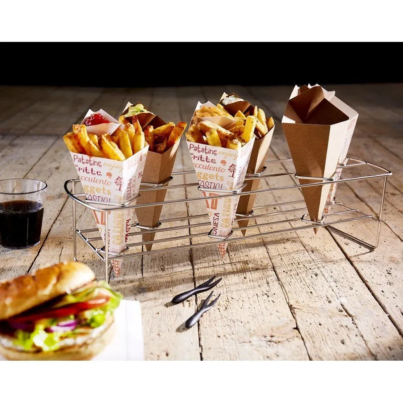 Cono Kraft con espacio para Salsa 20,5x26,5cm