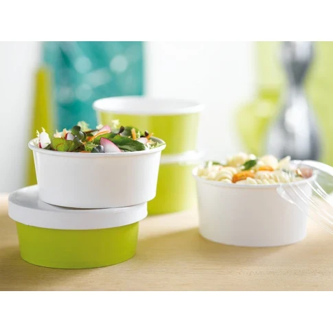 Ensaladera Blanca Cartón 500 ml + Tapa rPET Antivaho (200 unid/caja) (exclusivo online)