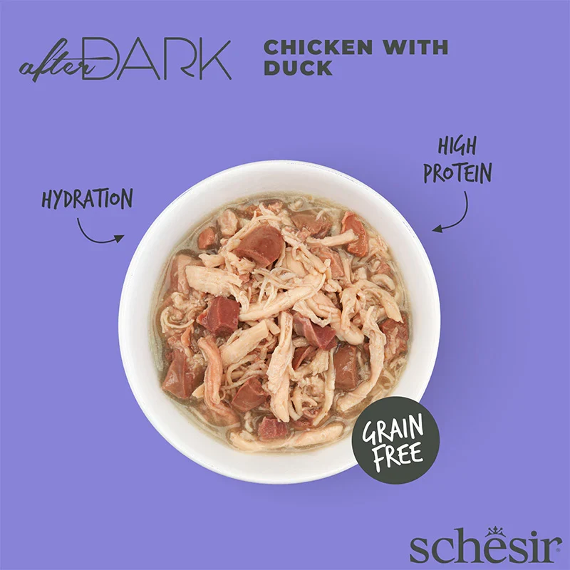 Schesir After Dark Wholefood In Broth Chicken With Duck Wet Cat Food 80G