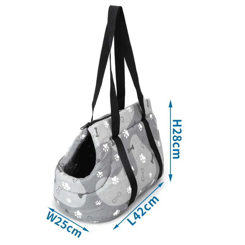 Bolso transportín estampado para mascotas – Gris