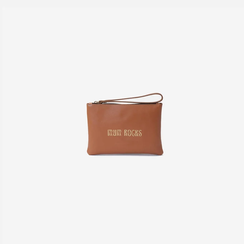 Zipper "Mum Rocks" Cognac