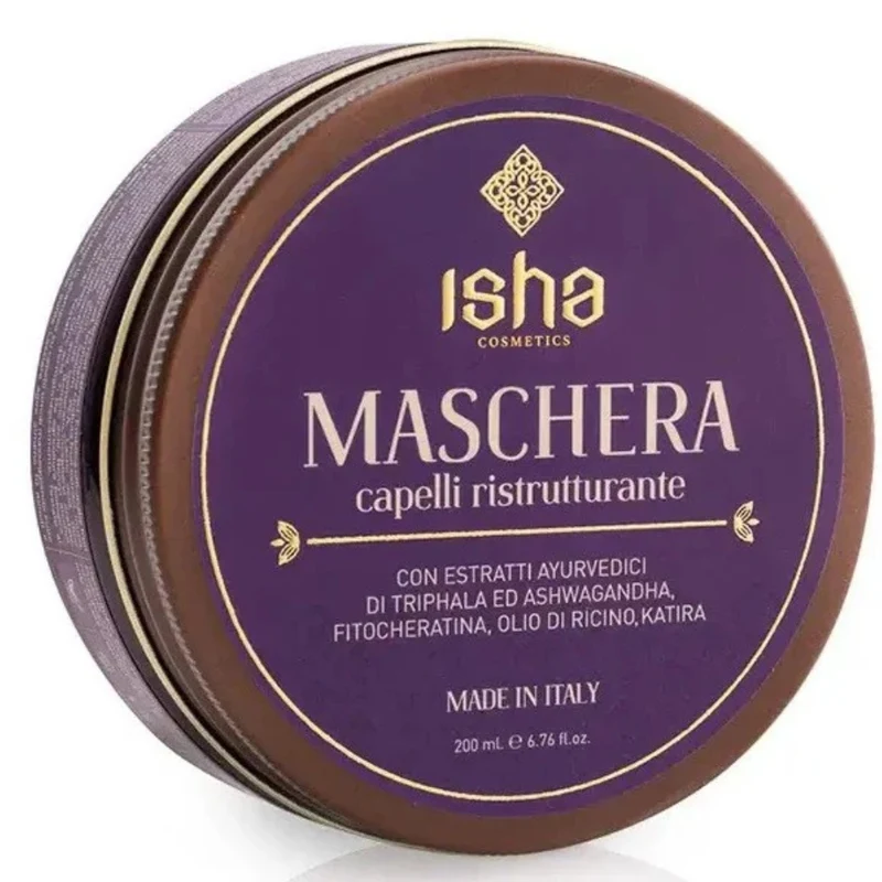 Isha Cosmetics Maschera Capelli Ristrutturante Ashwagandha, Triphala e Fitocheratina 200ml