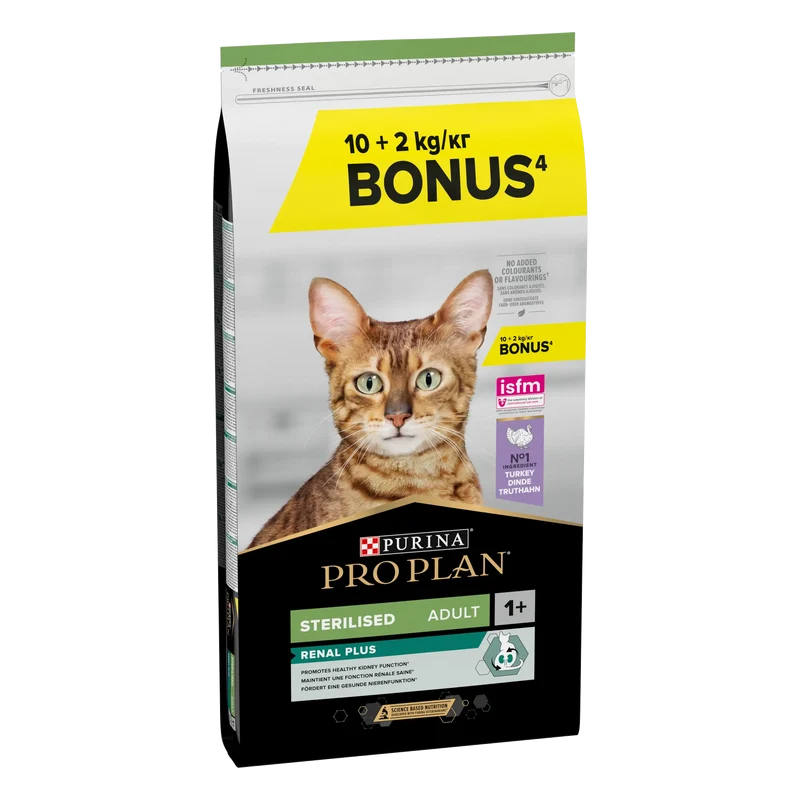 Pro Plan Cat Sterilized Adult Renal+ Pavo 10 kg+2 kg gratis