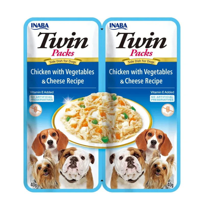 Churu Twin Pack Pollo Guiso de Verduras y Queso en Caldo de Pollo para Perros
