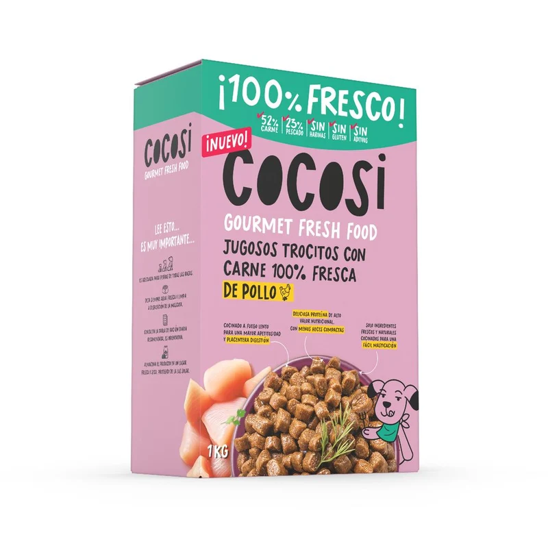 Cocosi Trocitos con Carne 100% Fresca de Pollo Comida Semihúmeda para Perros