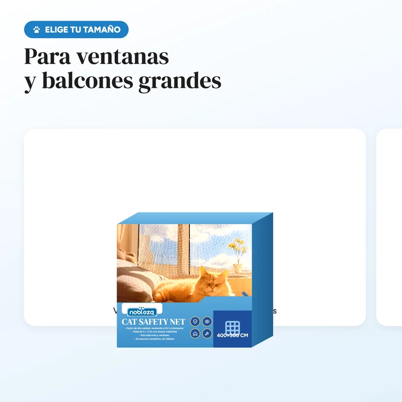 Red para gatos de balcón y ventana · Malla de protección sin taladro Nobleza