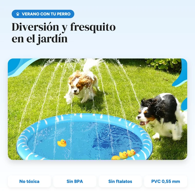 Piscina para perros grandes plegable con chorros de agua · Antideslizante Nobleza