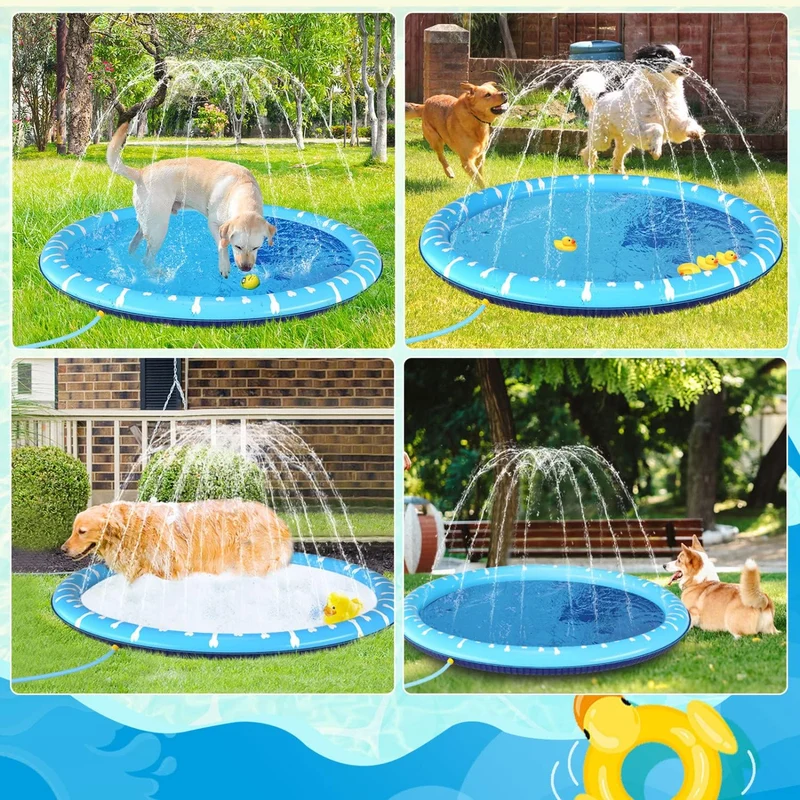 Piscina para perros grandes plegable con chorros de agua · Antideslizante Nobleza
