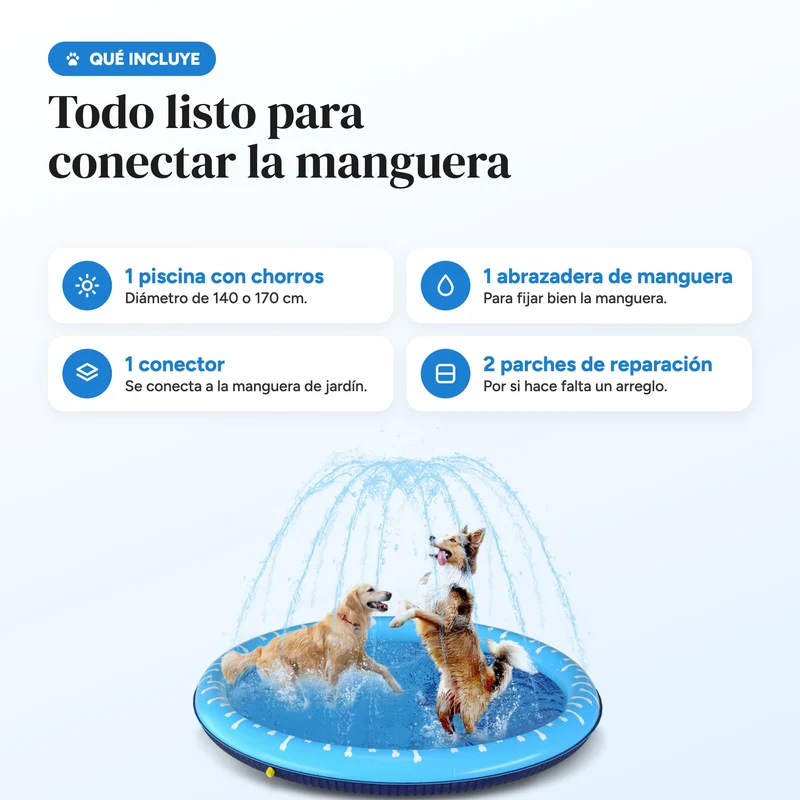 Piscina para perros grandes plegable con chorros de agua · Antideslizante Nobleza