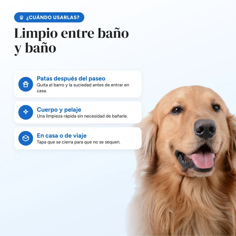 Toallitas húmedas para perros y gatos sin perfume · Agua pura 80 uds Nobleza