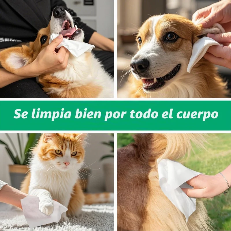 Toallitas húmedas para perros y gatos con aloe vera · 80 uds Nobleza