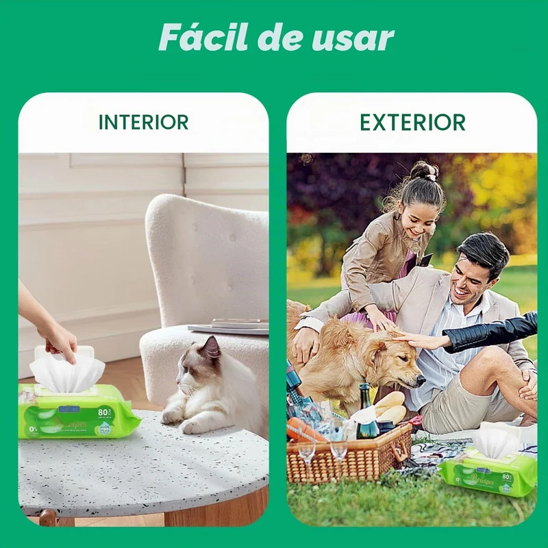 Toallitas húmedas para perros y gatos con aloe vera · 80 uds Nobleza