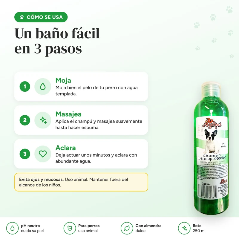 Champú para perros de piel sensible y pelo corto · Dermoprotector 250 ml