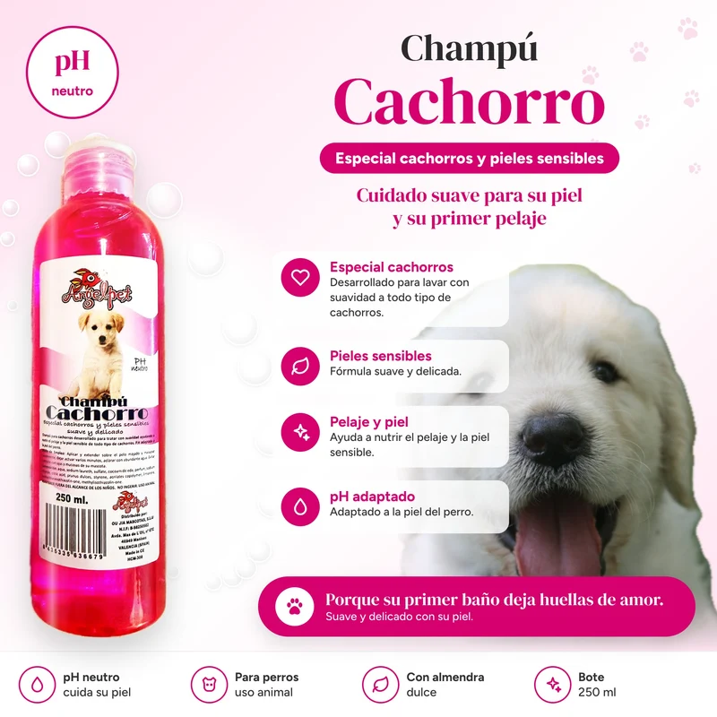 Champú para cachorros de perro y piel sensible 250 ml
