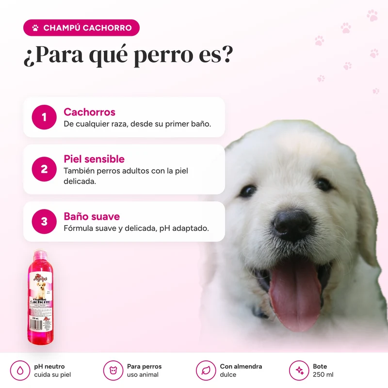 Champú para cachorros de perro y piel sensible 250 ml