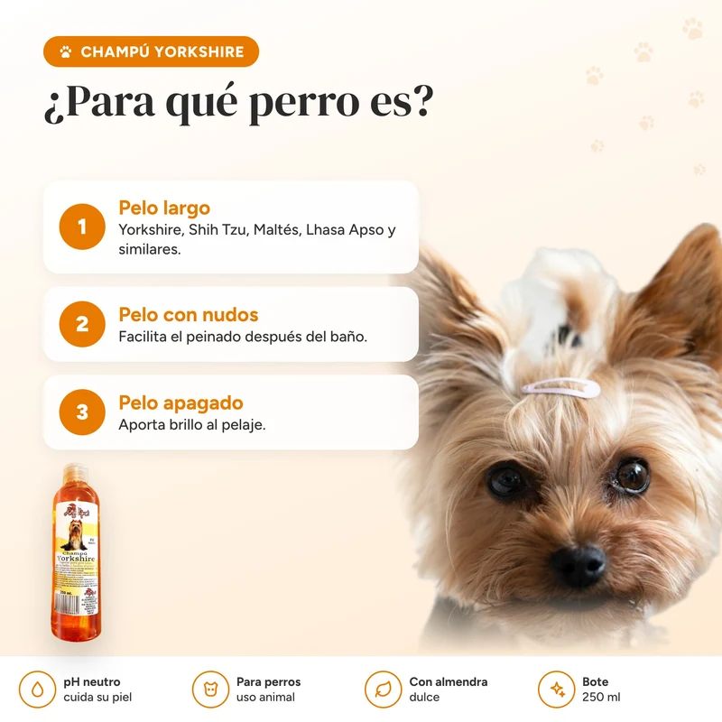 Champú para Yorkshire terrier y perros de pelo largo 250 ml