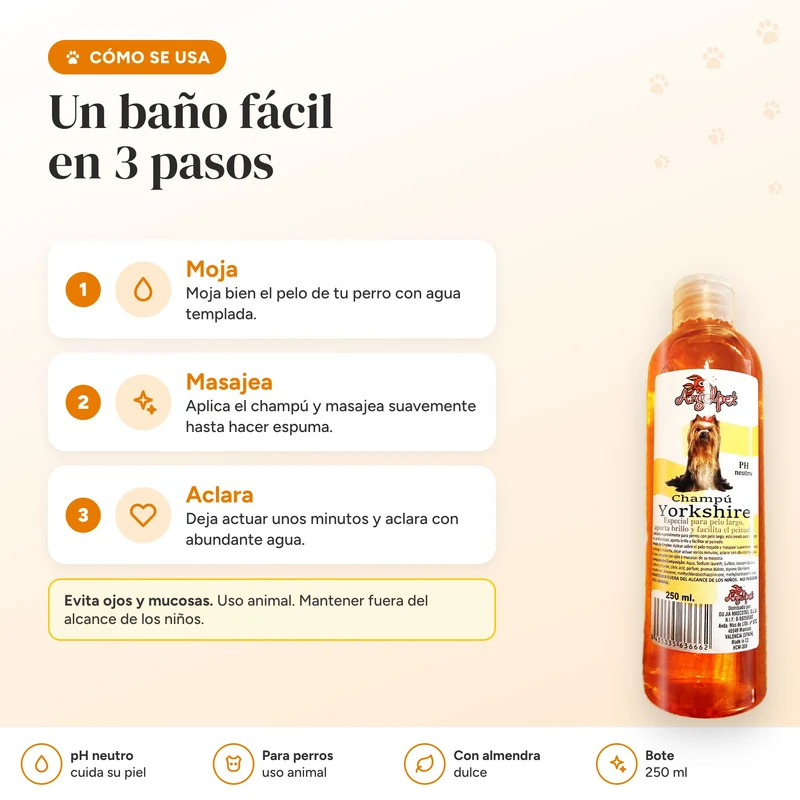 Champú para Yorkshire terrier y perros de pelo largo 250 ml