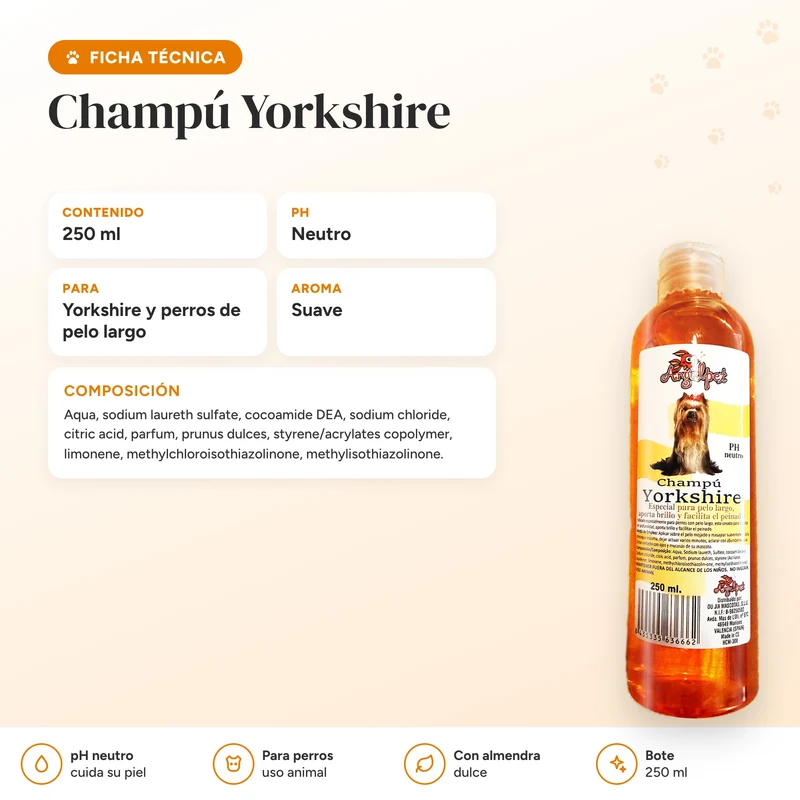 Champú para Yorkshire terrier y perros de pelo largo 250 ml
