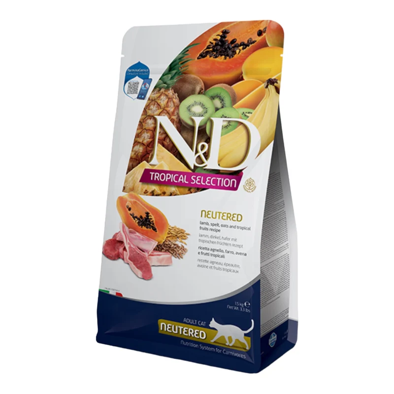 Farmina N&D Tropical Selection Cordero Esterilizado para Gatos — Espelta y Frutas