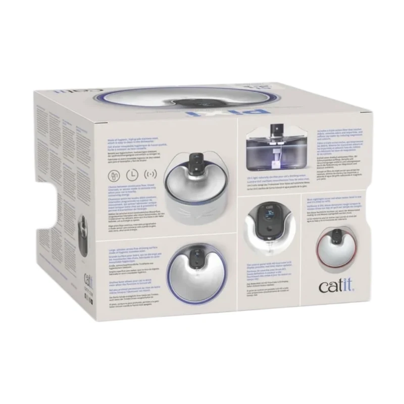 Catit Pixi Fuente Sin Cables de Acero Inoxidable UVC para Gatos — Bebedero