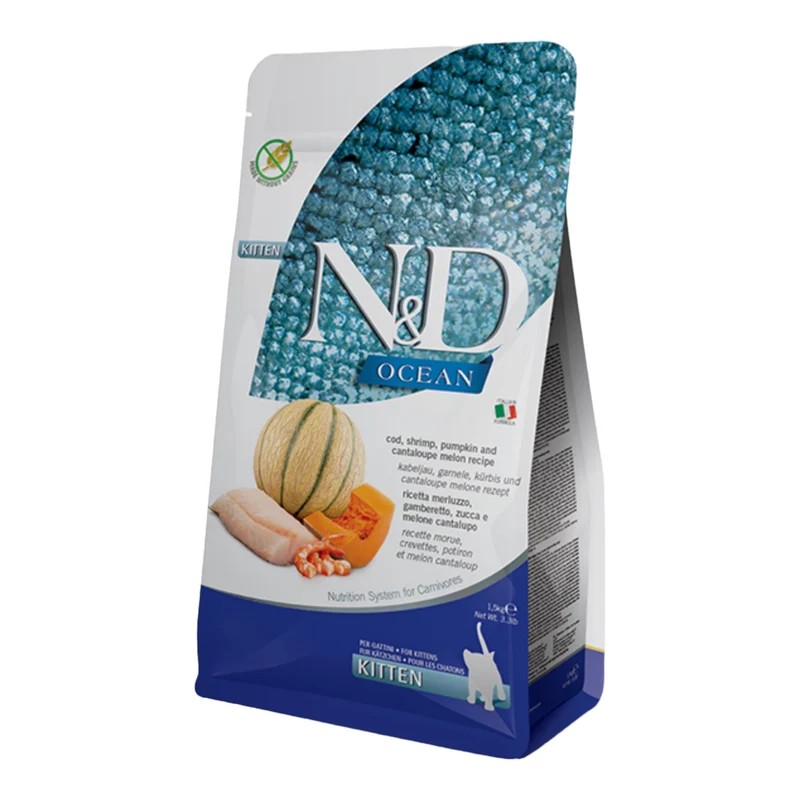 Farmina N&D Ocean Bacalao Calabaza y Melón para Gatitos — Sin Cereales