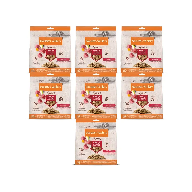 Nature'S Variety Toppers Liofilizados Para Perros, Con Buey, Natural, 7 x 120 gr