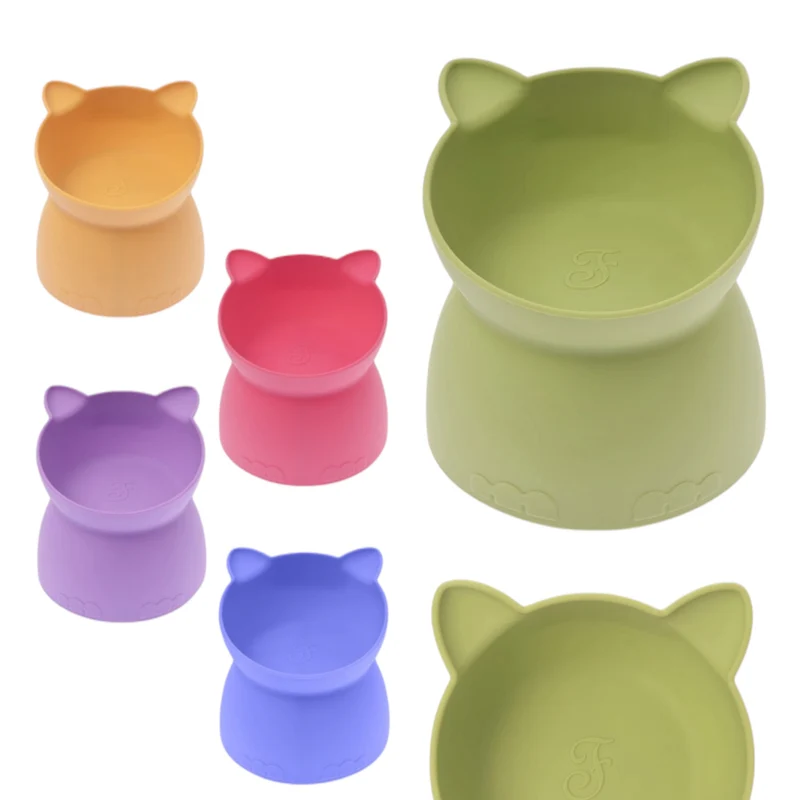 Comedero alto de silicona para gato Amorcromia