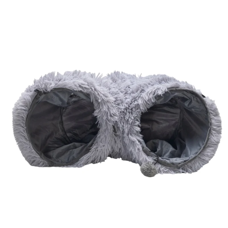 Beeztees Túnel de Juego Nona Gris 90 cm para Gatos y Pequeños Animales — felpa y plegable