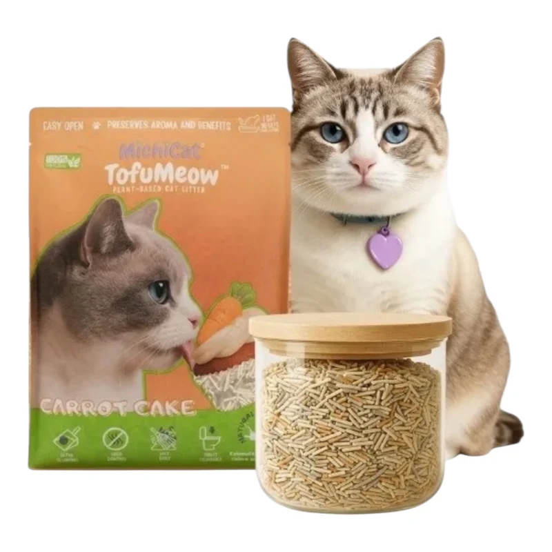 TofuMeow Carrot Cake Arena de Tofu para Gatos — Aglomerante Natural