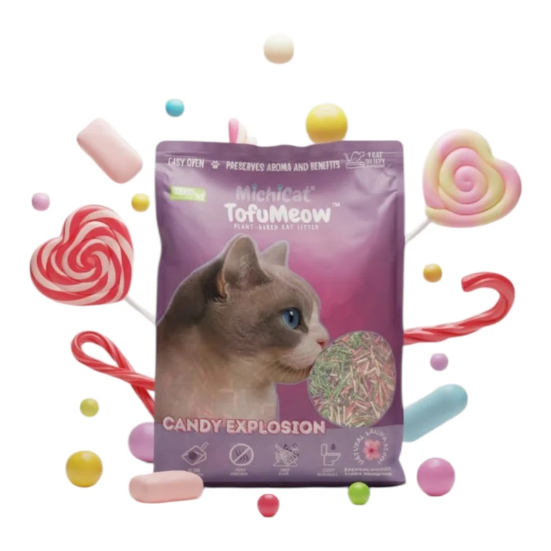 TofuMeow Candy Explosión Arena de Tofu para Gatos — Aglomerante Perfumada