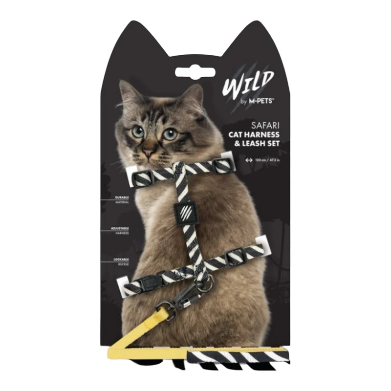 M-Pets Zebra Arnés Ajustable para Gato — Diseño Cebra Seguro