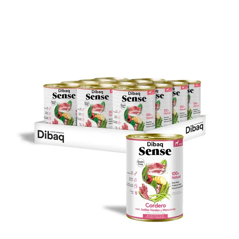 Dibaq Sense Comida Húmeda Perros Cordero, 12 x 380 gr