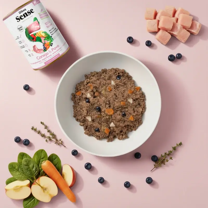 Dibaq Sense Comida Húmeda Perros Sensitive Conejo Y Pavo, 12 x 380 gr