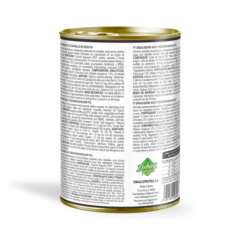 Dibaq Sense Comida Húmeda Perros Cochinillo De Segovia, 12 x 380 gr