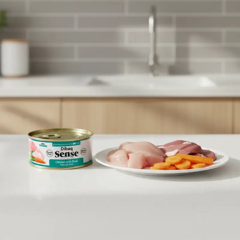 Dibaq Sense Comida Húmeda Gatos Pollo Con Pato, 12 x 70 gr