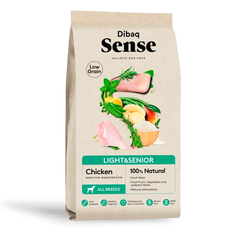Dibaq Sense Pienso Perros Low Grain Pollo Light O Senior, 12 kg