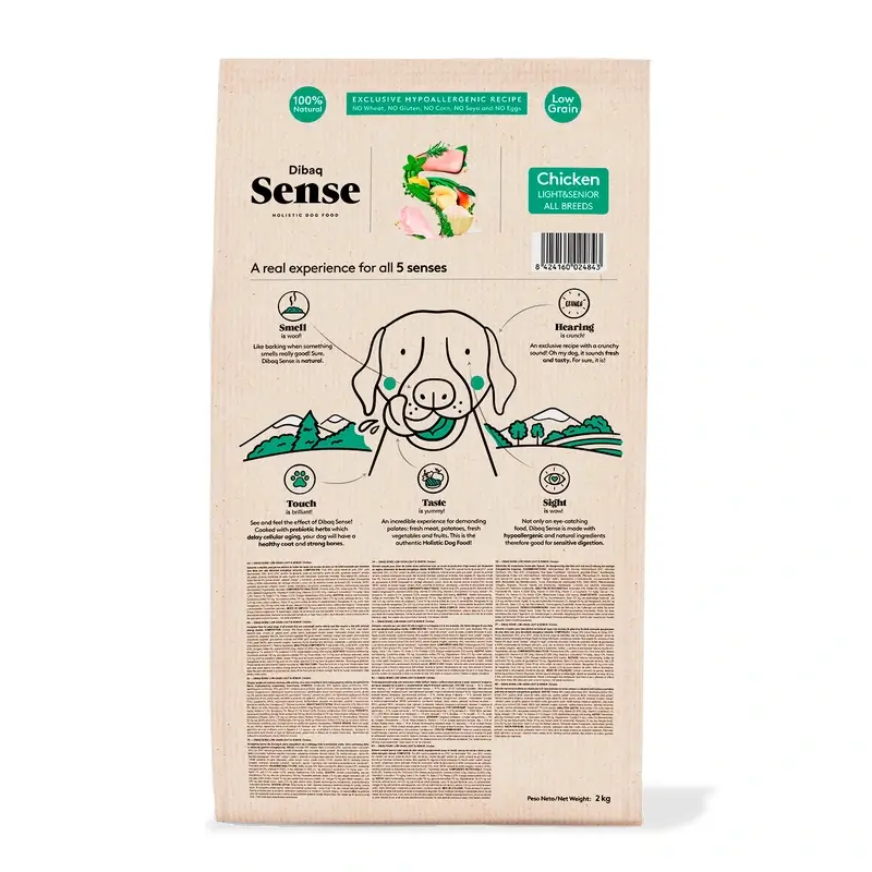 Dibaq Sense Pienso Perros Low Grain Pollo Light O Senior, 12 kg