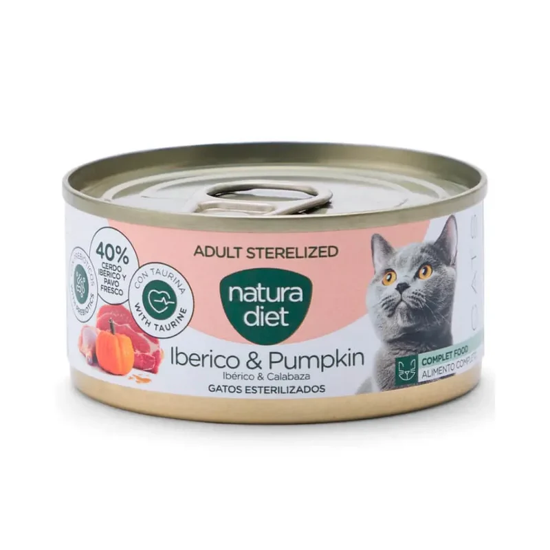 Natura Diet Cat Húmedo Esterilizado Ibérico y Calabaza