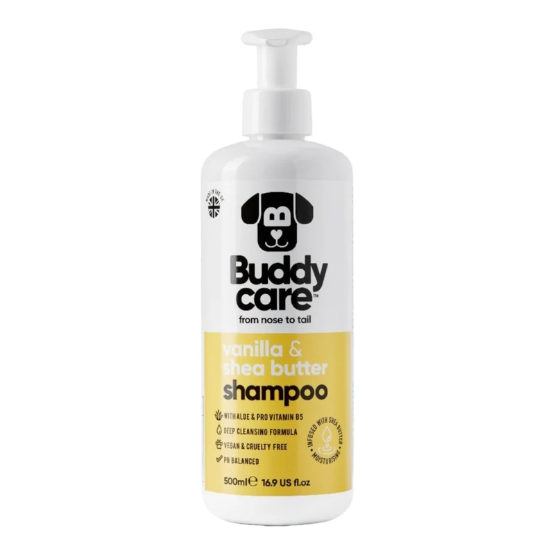Buddy Care Champú de Vainilla y Karité para Perros — nutre el pelo seco