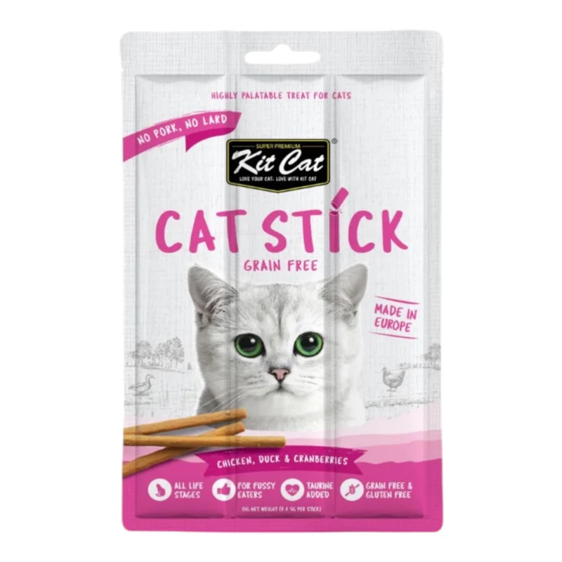 Kit Cat Sticks Pollo, Pato y Arándanos para Gatos — Snack Premium