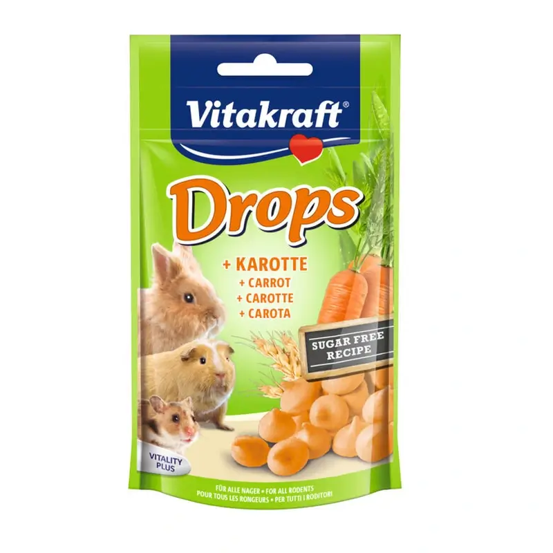 Vitakraft Drops Zanahoria Roedores 9x75 gramos