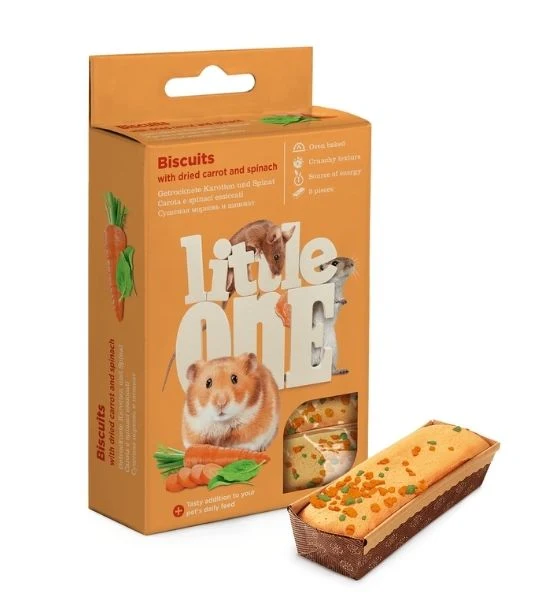 Little One Biscuits with Dried Carrot and Spinach for Small Animals 7G