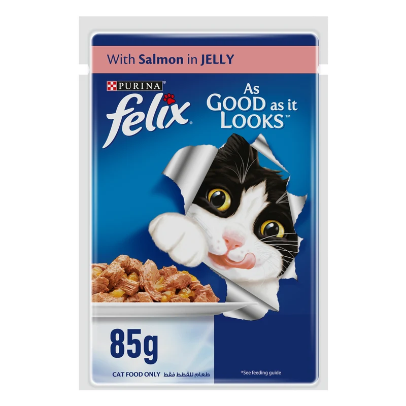 Felix as Good as it Looks Salmon in Jelly Pouch Wet Cat Food 85G