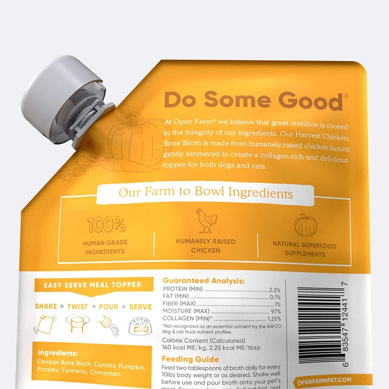 Open Farm Harvest Chicken Bone Broth Meal Topper for Dogs & Cats 12OZ