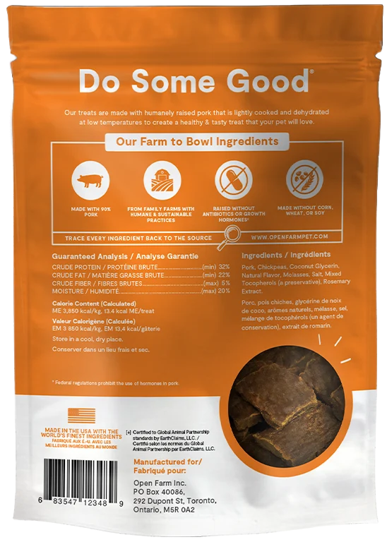 Open Farm Dehydrated Pork Dog Treat 127G