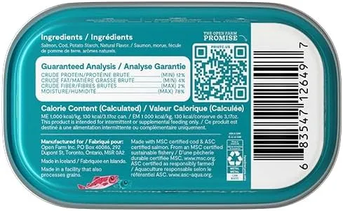 Open Farm Silky Mousse Salmon & Cod Meal Fish Topper for Cats 89G