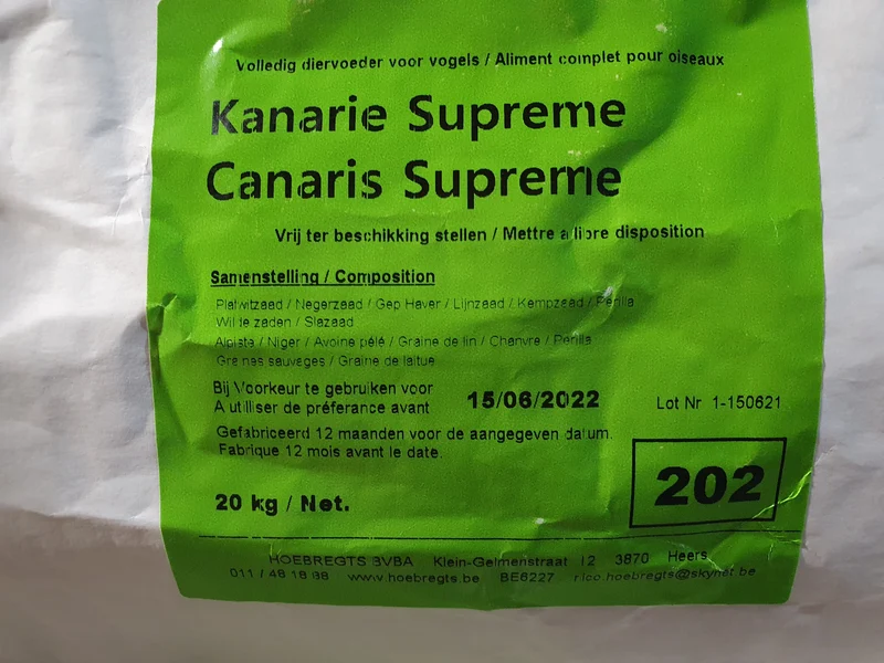 Canary Supreme con perilla blanca - 5 kg triturados - Alimento para pájaros