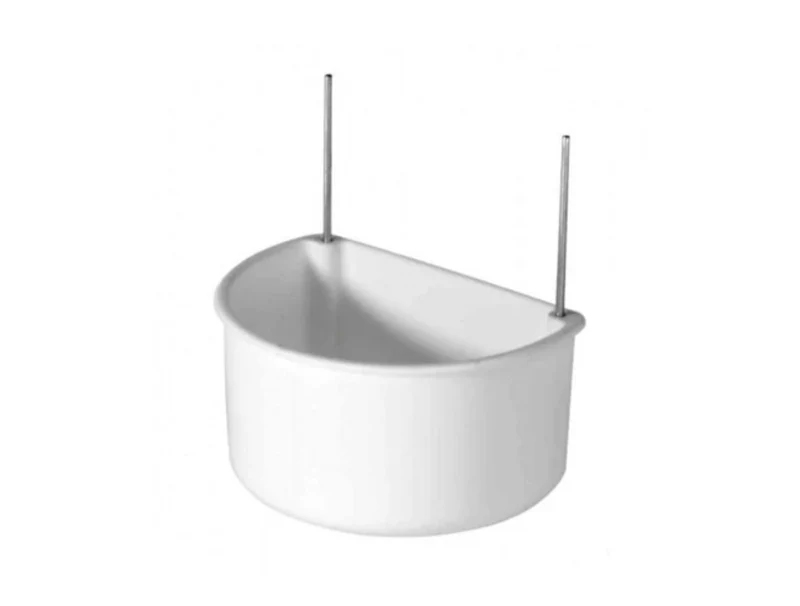 Comedero para loros con ganchos de aluminio blancos